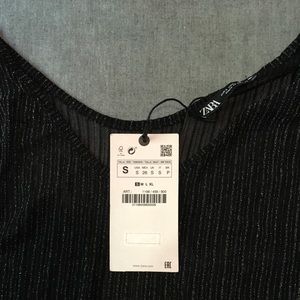 NWT ZARA METALLIC THREAD Bodysuit long sleeves Sexy Size S
